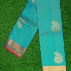 Kanchi sky blue Silk Saree with mango butis