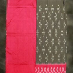 pochampalli Ash color  DOUBLE IKKAT Silk saree
