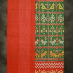 Pochampally Green color DOUBLE IKKAT silk saree