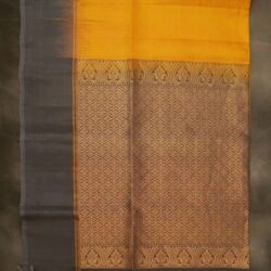 Kanchi Mustard Yellow ash border  Silk Saree