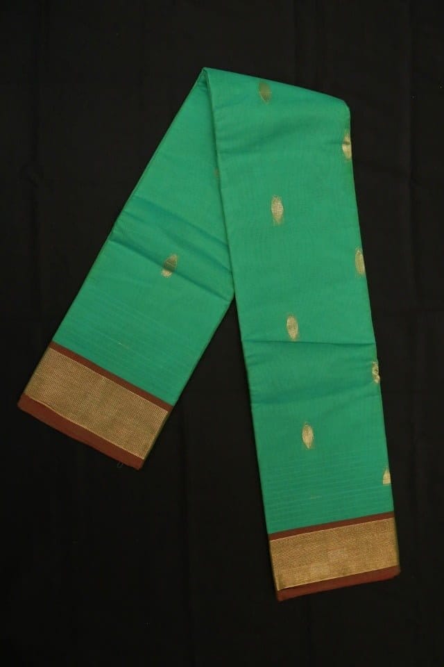 Attractive Kanchi Cotton rama green Saree-15