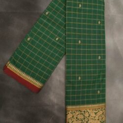 Beautiful Green Checks  Kanchi Cotton saree- 16