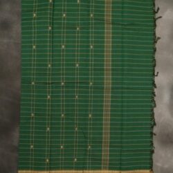 Beautiful Green Checks  Kanchi Cotton saree- 16