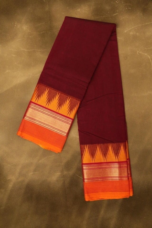 beautiful Purple color kanchi  cotton saree -18