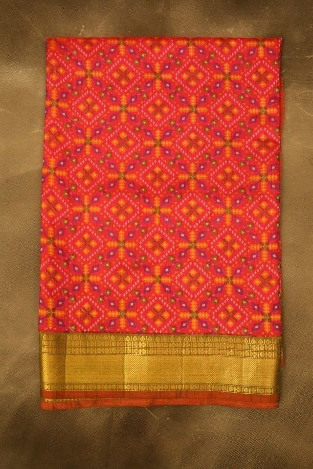 Elegant and attractive semi patola pink and purple saree - 19