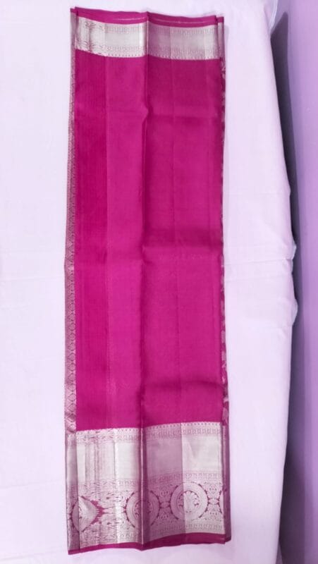 kanchi silk majenta pink saree with zari flowers