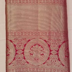 kanchi silk majenta pink saree with zari flowers