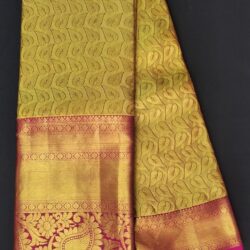 Kanchi Green Color Silk saree -leaves design all over