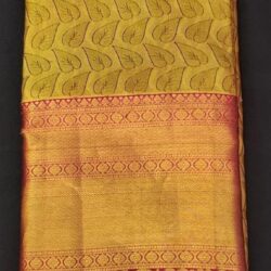 Kanchi Green Color Silk saree -leaves design all over