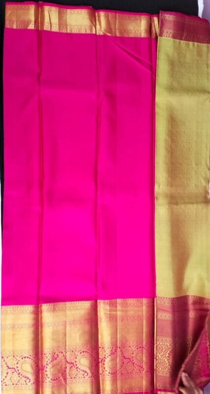Kanchi Green Color Silk saree -leaves design all over