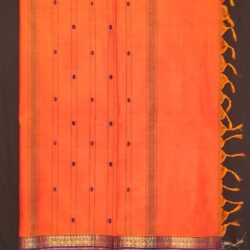 kanchi cotton orange color saree -a2