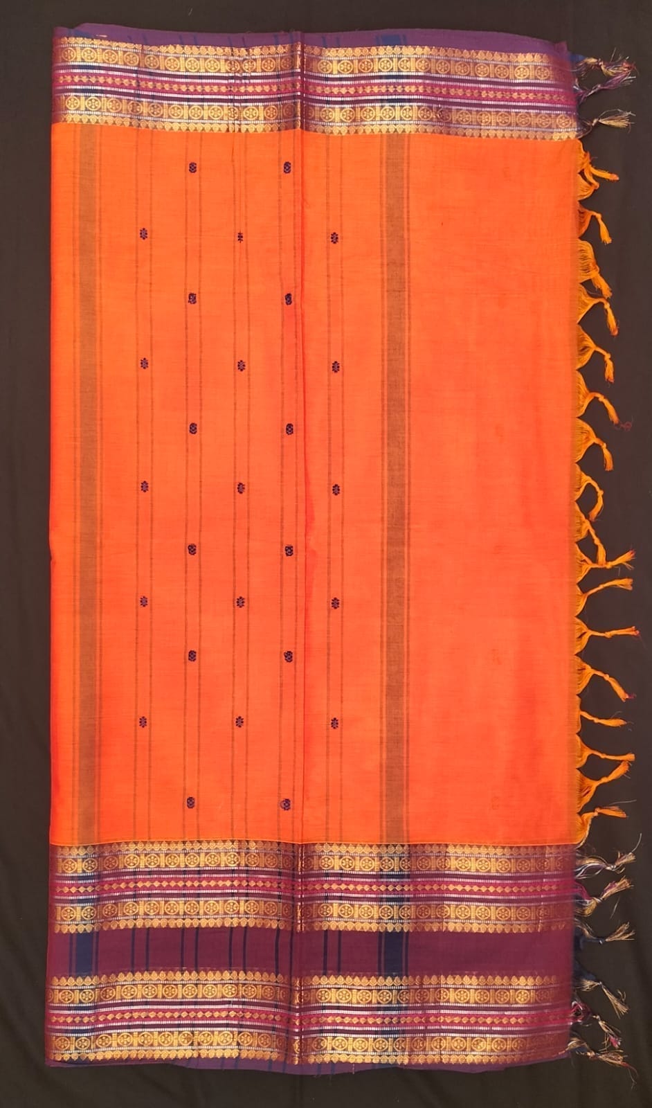 kanchi cotton orange color saree -a2