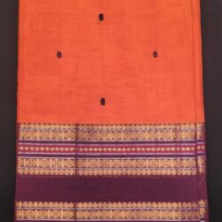 kanchi cotton orange color saree -a2
