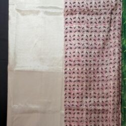 Mangalagiri cream color silk saree