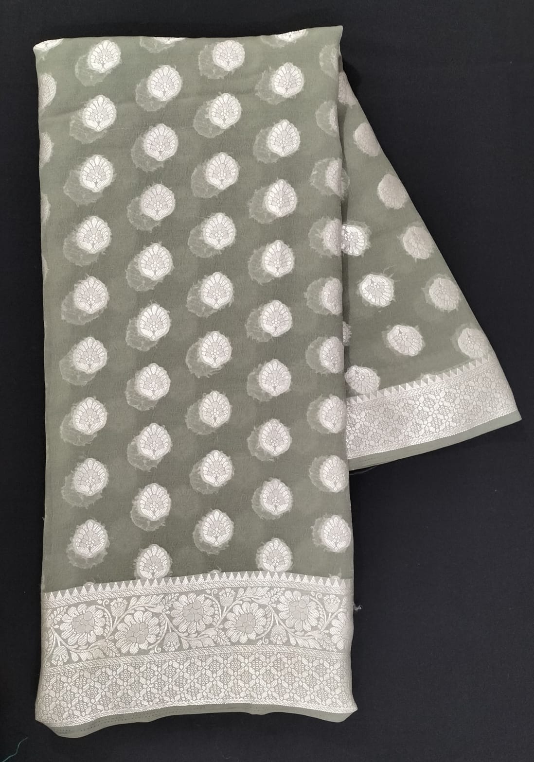 fancy saree - green color - fs-6